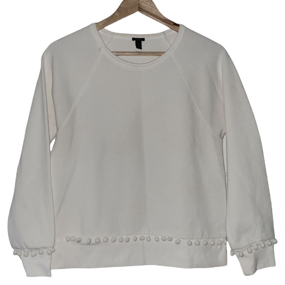 J. Crew | Pom Pom Sweatshirt Sweater White SIze S